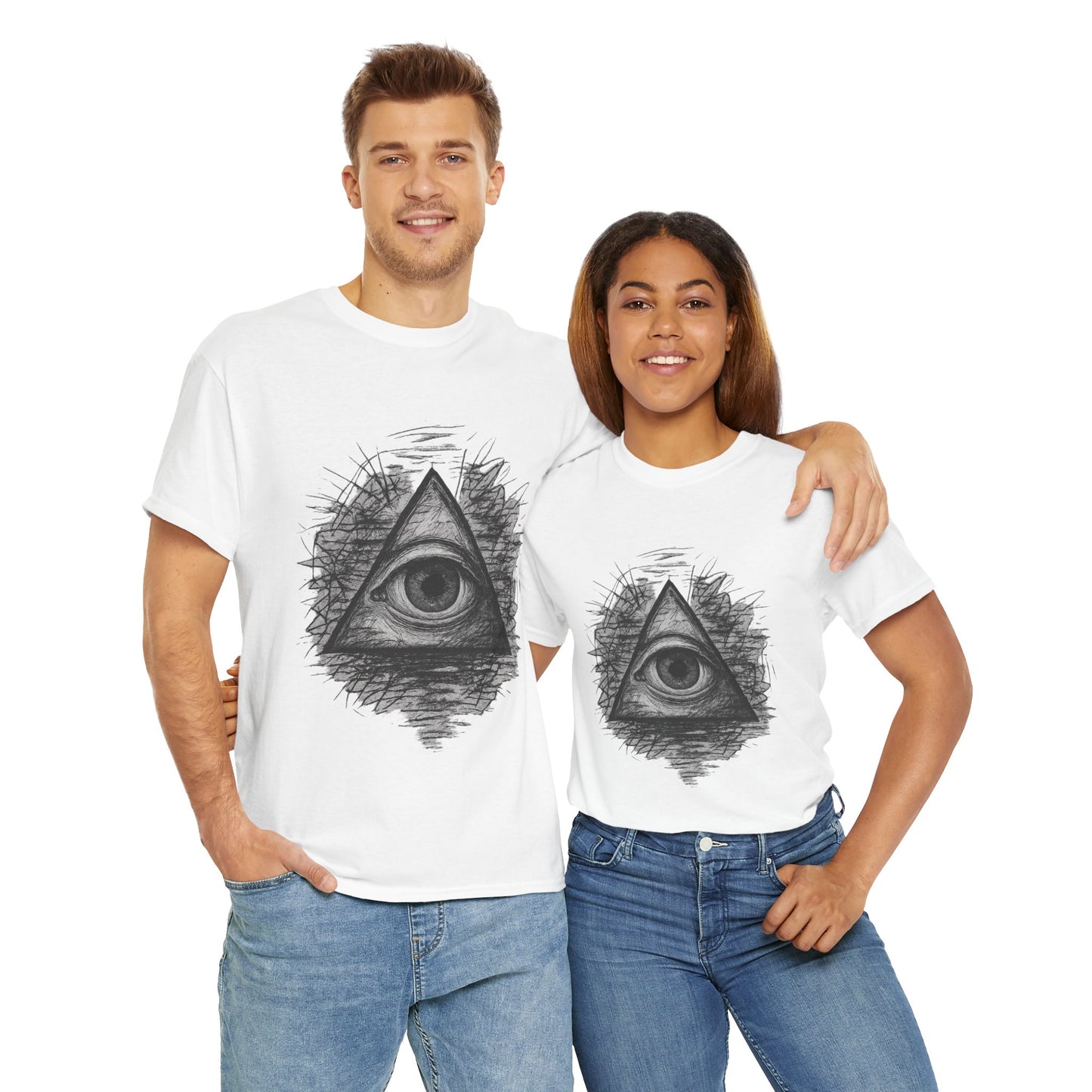 Mystic All-Seeing Eye Tee, Unisex Heavy Cotton Shirt, Occult Symbol T-Shirt, Grunge Style Gift, Esoteric Apparel