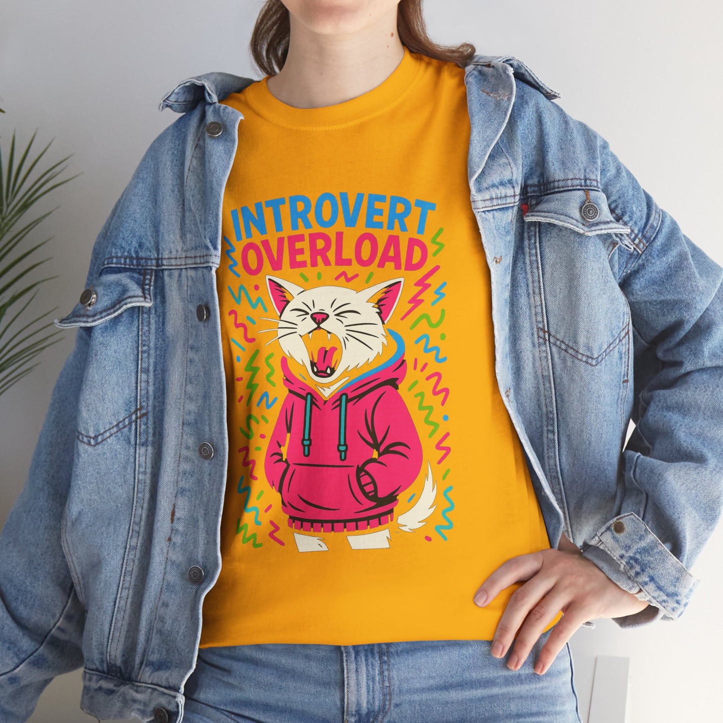 Introvert Overload Cat Shirt, Funny Hoodie Cat Tee, Social Anxiety Meme Shirt, Unisex Gift for Cat Lovers, Loud Crowd Humor Top
