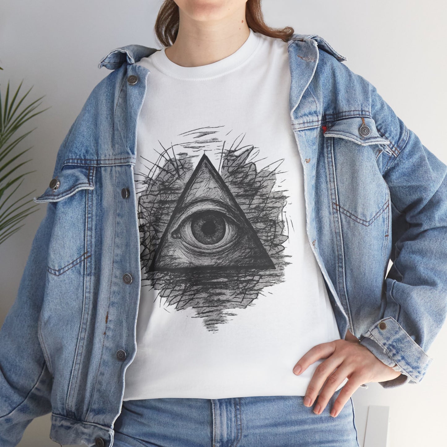 Mystic All-Seeing Eye Tee, Unisex Heavy Cotton Shirt, Occult Symbol T-Shirt, Grunge Style Gift, Esoteric Apparel