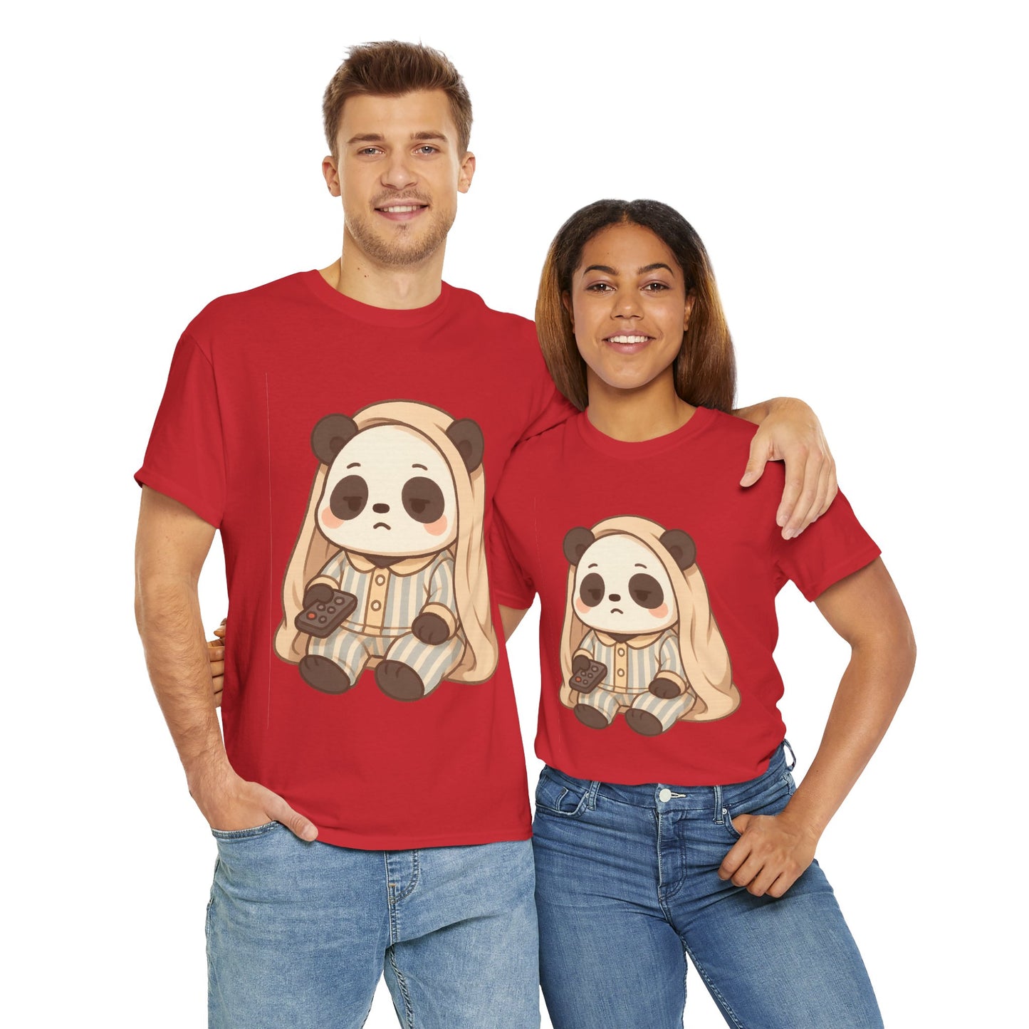 Lazy Panda Vibes Unisex Cotton Tee, Cozy Pajama Shirt, Cute Loungewear, Animal Lover Gift, Relaxing Outfit