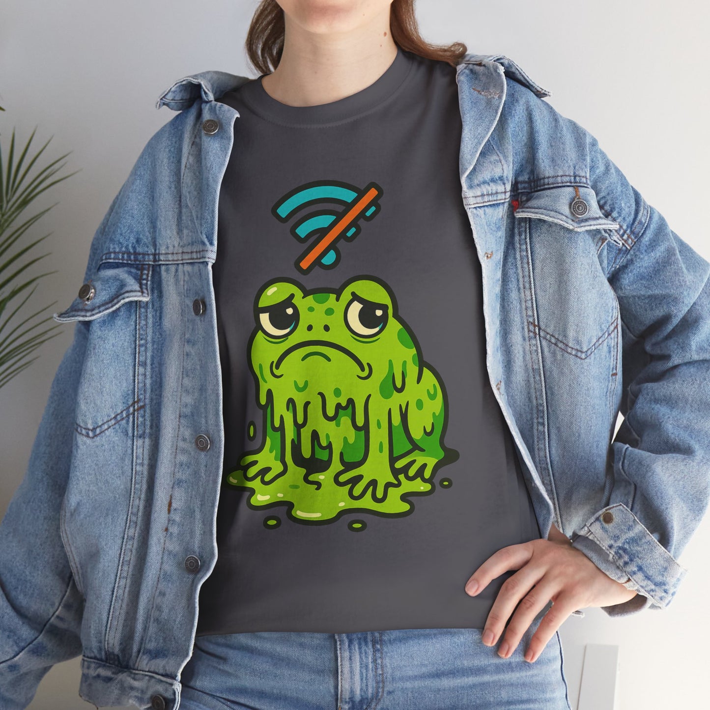 Melting Frog Meme T-Shirt, Funny No WiFi Tee, Internet Is Down Shirt, Cute Cartoon Frog Graphic, Gen Z Gift, Unisex Cotton Top