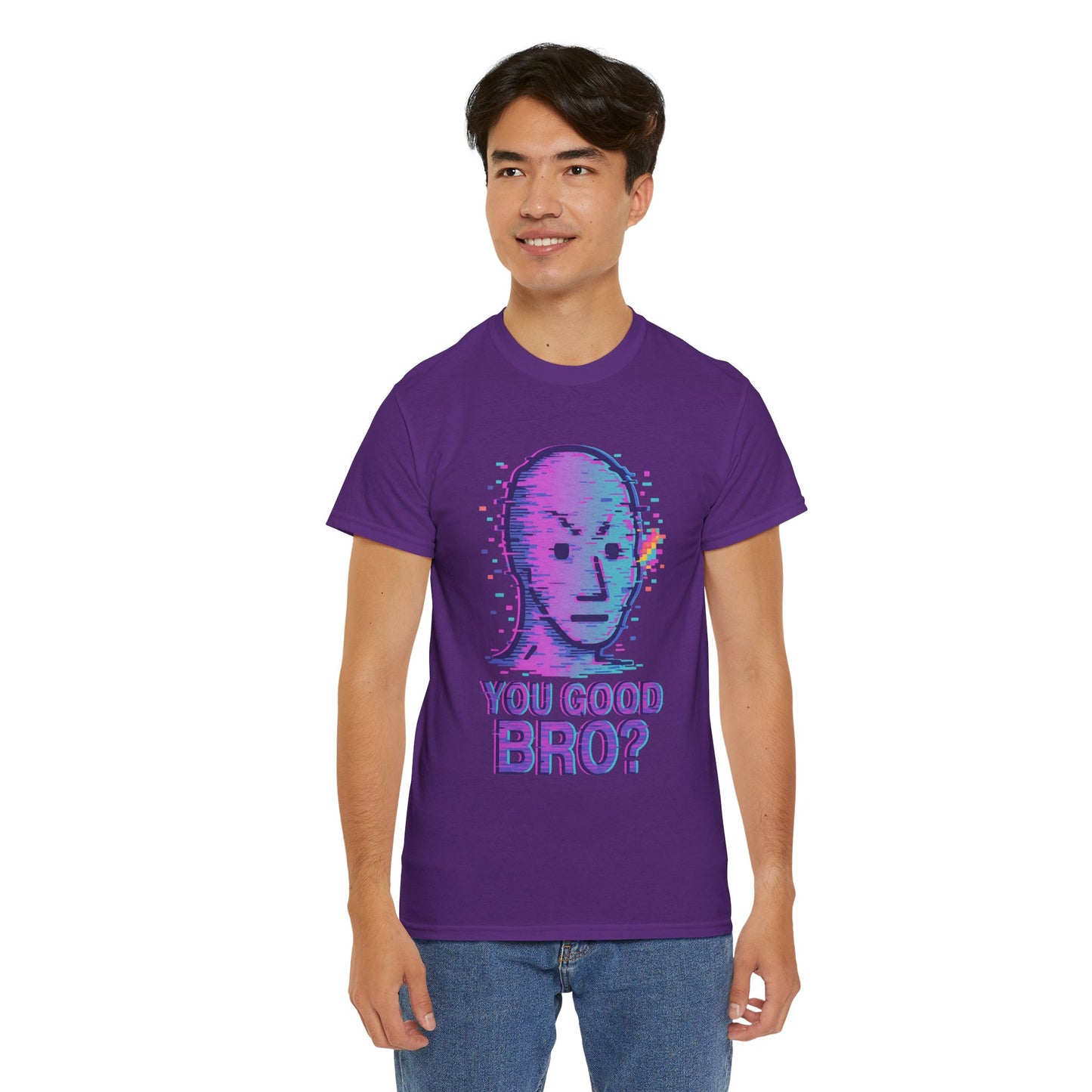 You Good Bro? Glitch Meme T-Shirt, Vaporwave NPC Shirt, Funny Unisex Graphic Tee, Digital Humor Gift, Gen Z Internet Culture Top