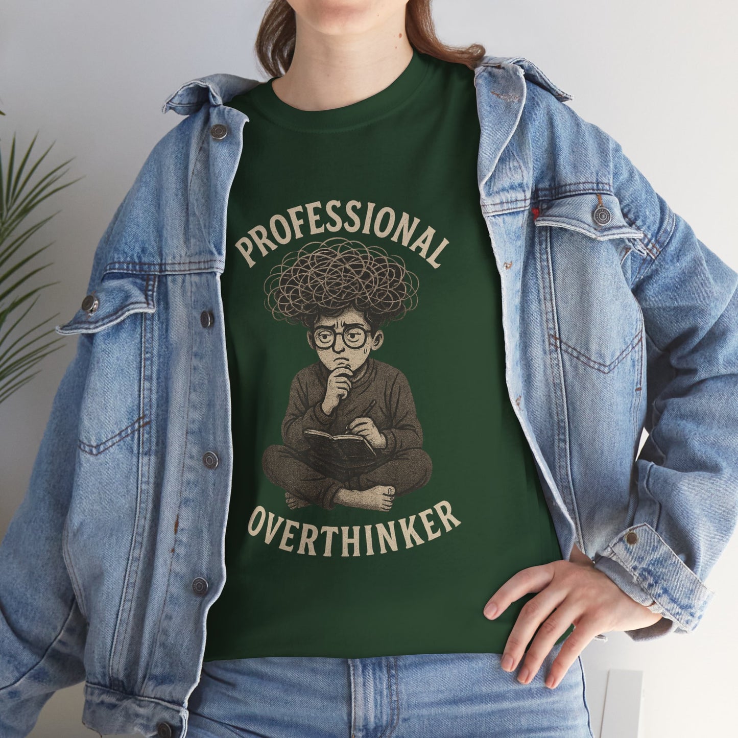 Professional Overthinker Shirt - Funny Thoughtful T-Shirt, Unisex Heavy Cotton Tee, Gift for Deep Thinkers, Casual Comfort Tee