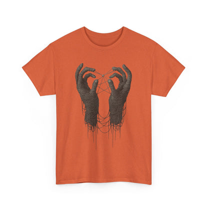 Mystic Thread Hands Unisex Heavy Cotton Tee, Dark Art Graphic T-Shirt, Witchy Aesthetic Shirt, Gothic Casual Wear, Unique Gift for Him or Her