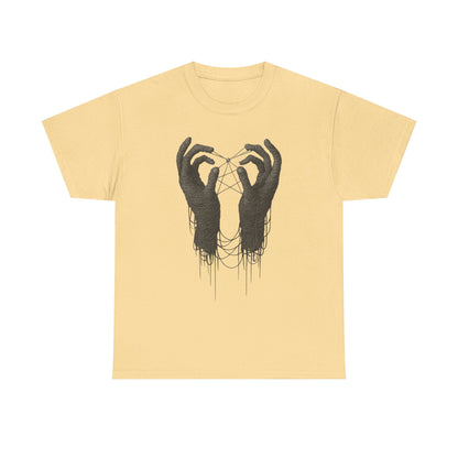 Mystic Thread Hands Unisex Heavy Cotton Tee, Dark Art Graphic T-Shirt, Witchy Aesthetic Shirt, Gothic Casual Wear, Unique Gift for Him or Her