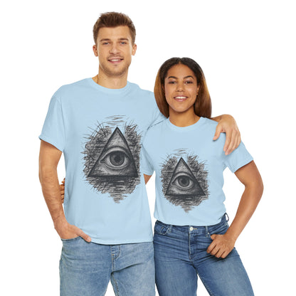 Mystic All-Seeing Eye Tee, Unisex Heavy Cotton Shirt, Occult Symbol T-Shirt, Grunge Style Gift, Esoteric Apparel