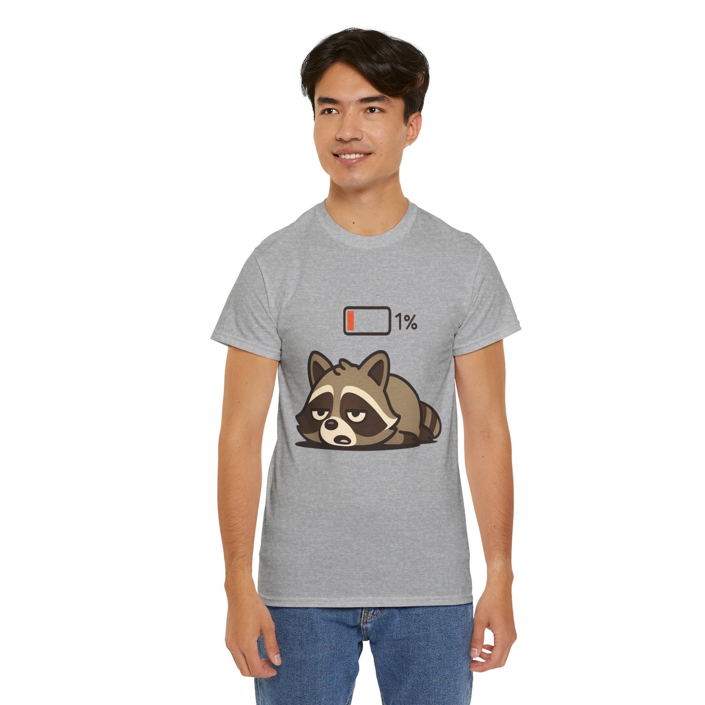 Sleepy Raccoon Tee, Funny Animal Shirt, Lazy Day Outfit, Cozy Gift, Unisex Cotton Tee