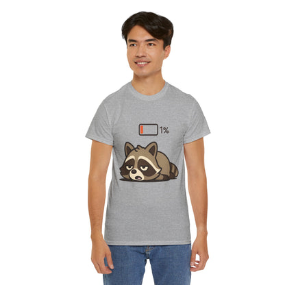 Sleepy Raccoon Tee, Funny Animal Shirt, Lazy Day Outfit, Cozy Gift, Unisex Cotton Tee