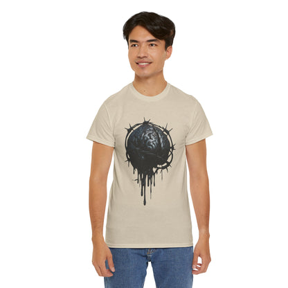 Dark Dripping Brain Tee, Unisex Heavy Cotton Shirt, Horror Fashion, Gothic Grunge Apparel, Edgy Gift for Him/Her