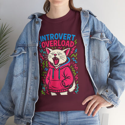 Introvert Overload Cat Shirt, Funny Hoodie Cat Tee, Social Anxiety Meme Shirt, Unisex Gift for Cat Lovers, Loud Crowd Humor Top