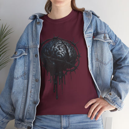 Dark Dripping Brain Tee, Unisex Heavy Cotton Shirt, Horror Fashion, Gothic Grunge Apparel, Edgy Gift for Him/Her