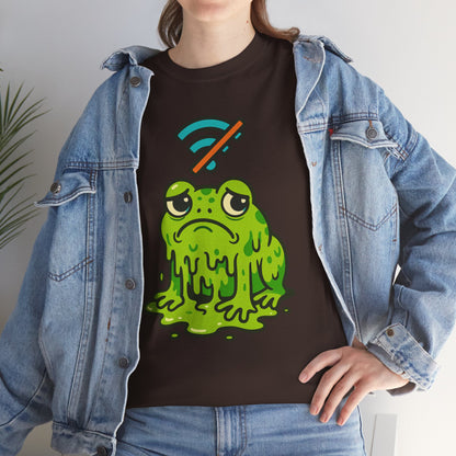 Melting Frog Meme T-Shirt, Funny No WiFi Tee, Internet Is Down Shirt, Cute Cartoon Frog Graphic, Gen Z Gift, Unisex Cotton Top