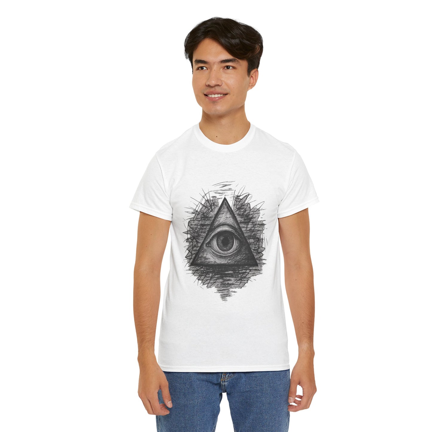 Mystic All-Seeing Eye Tee, Unisex Heavy Cotton Shirt, Occult Symbol T-Shirt, Grunge Style Gift, Esoteric Apparel