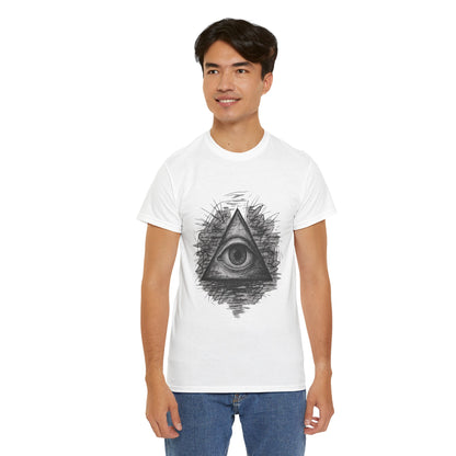 Mystic All-Seeing Eye Tee, Unisex Heavy Cotton Shirt, Occult Symbol T-Shirt, Grunge Style Gift, Esoteric Apparel