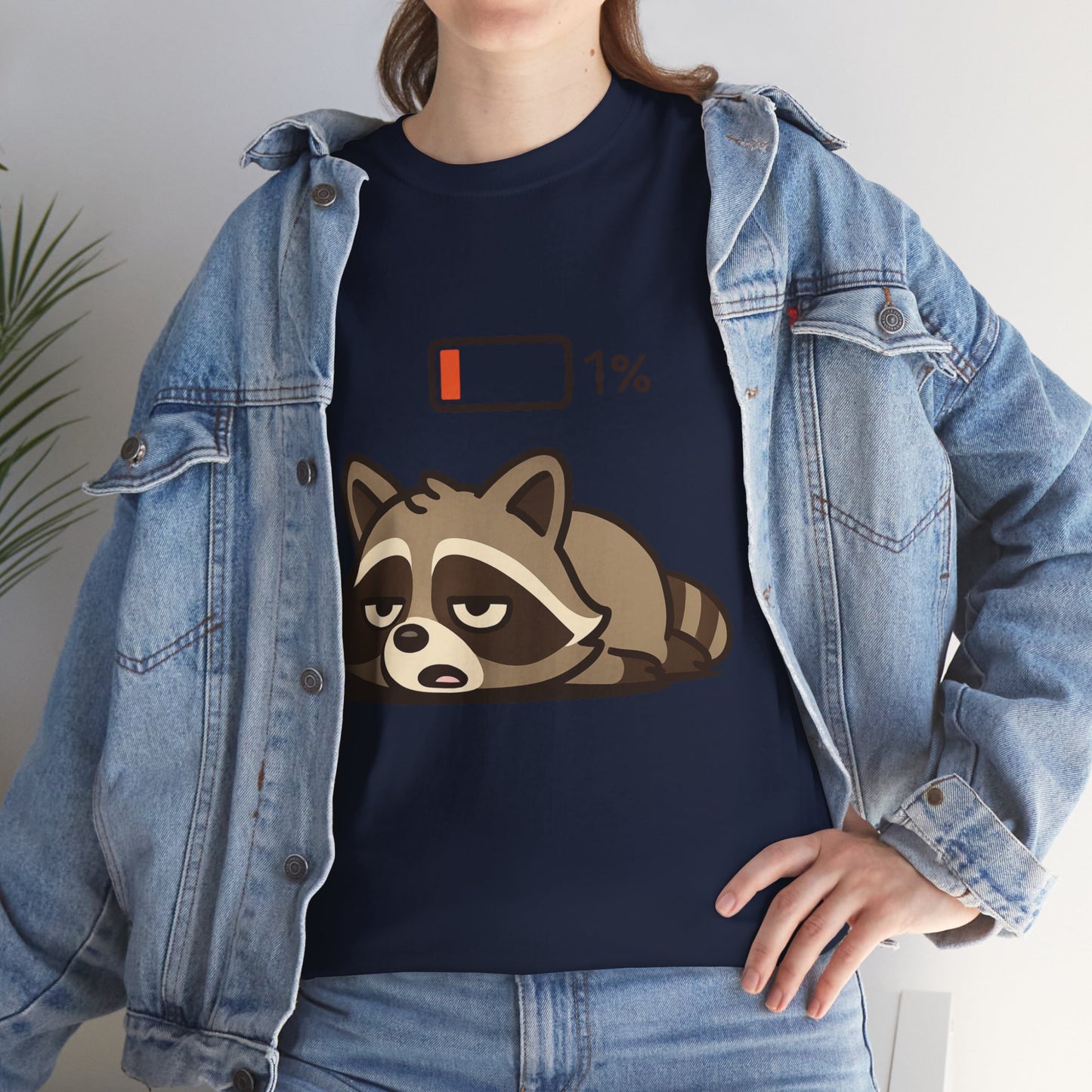 Sleepy Raccoon Tee, Funny Animal Shirt, Lazy Day Outfit, Cozy Gift, Unisex Cotton Tee