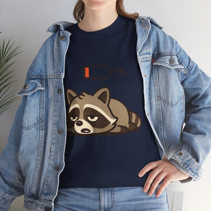 Sleepy Raccoon Tee, Funny Animal Shirt, Lazy Day Outfit, Cozy Gift, Unisex Cotton Tee
