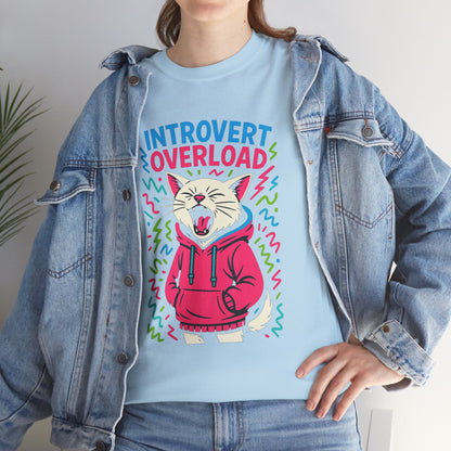 Introvert Overload Cat Shirt, Funny Hoodie Cat Tee, Social Anxiety Meme Shirt, Unisex Gift for Cat Lovers, Loud Crowd Humor Top