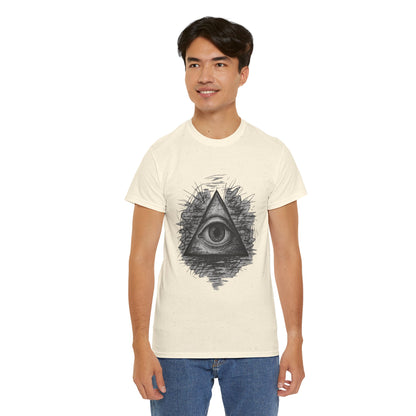 Mystic All-Seeing Eye Tee, Unisex Heavy Cotton Shirt, Occult Symbol T-Shirt, Grunge Style Gift, Esoteric Apparel