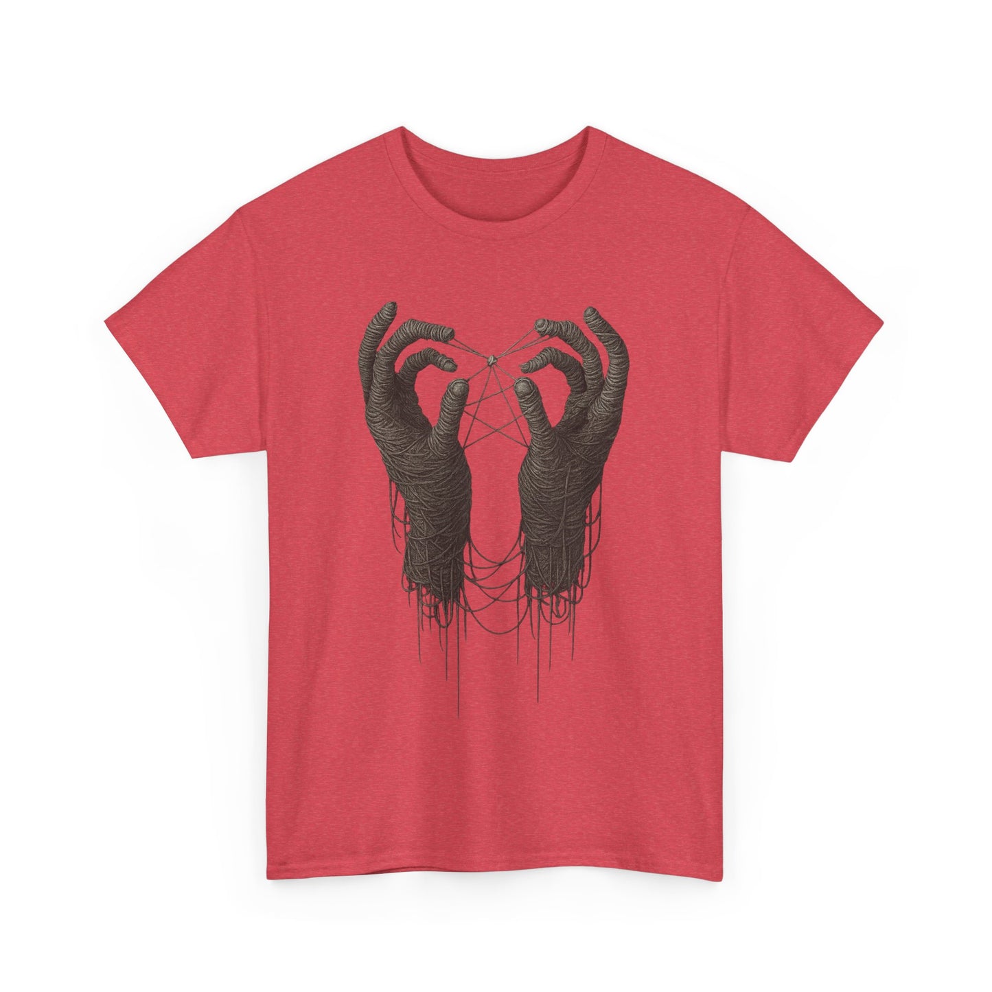 Mystic Thread Hands Unisex Heavy Cotton Tee, Dark Art Graphic T-Shirt, Witchy Aesthetic Shirt, Gothic Casual Wear, Unique Gift for Him or Her