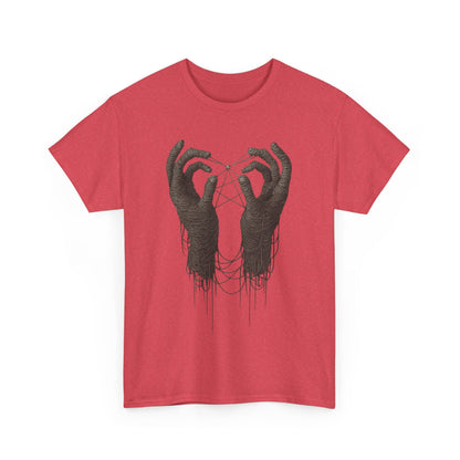 Mystic Thread Hands Unisex Heavy Cotton Tee, Dark Art Graphic T-Shirt, Witchy Aesthetic Shirt, Gothic Casual Wear, Unique Gift for Him or Her