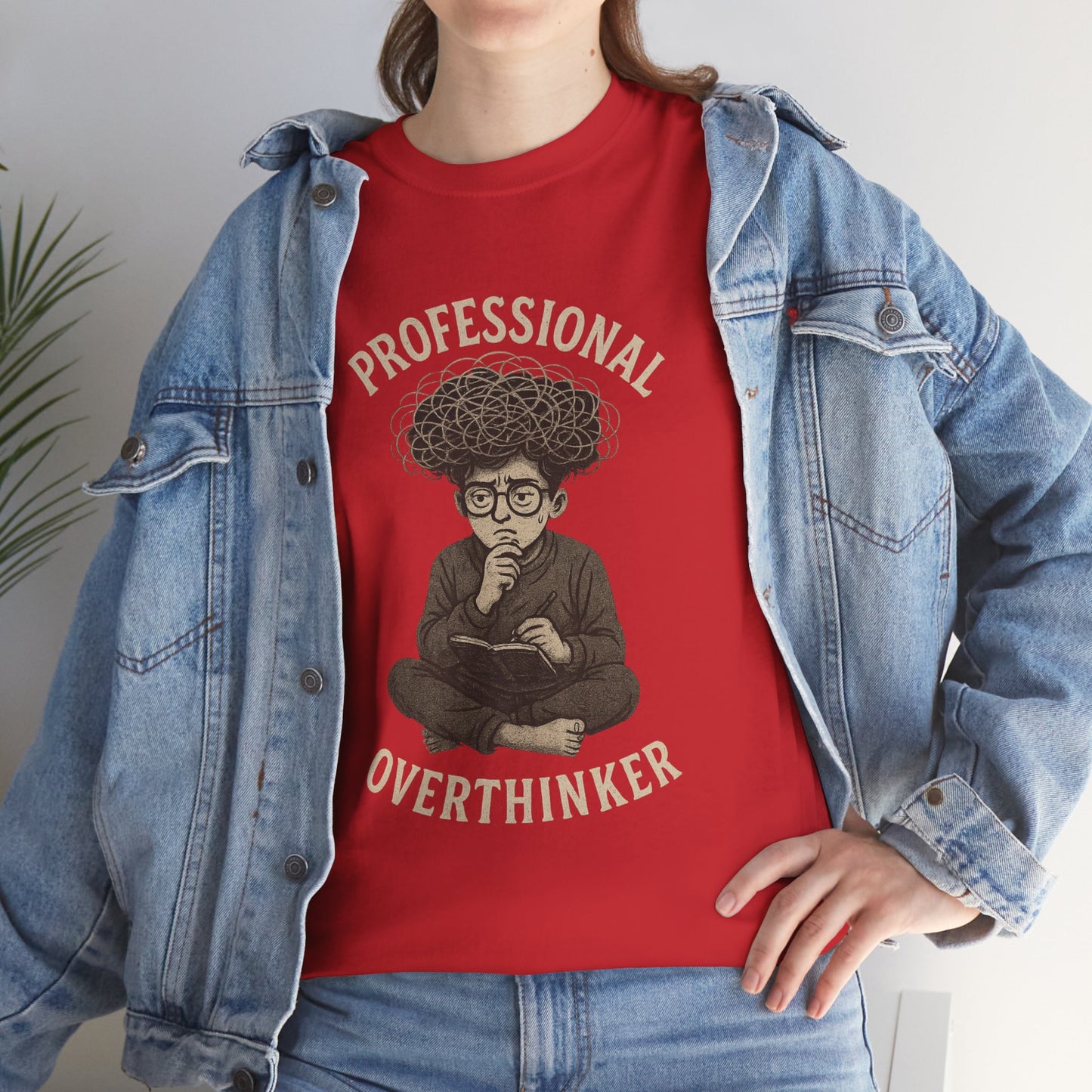 Professional Overthinker Shirt - Funny Thoughtful T-Shirt, Unisex Heavy Cotton Tee, Gift for Deep Thinkers, Casual Comfort Tee
