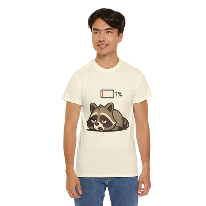 Sleepy Raccoon Tee, Funny Animal Shirt, Lazy Day Outfit, Cozy Gift, Unisex Cotton Tee