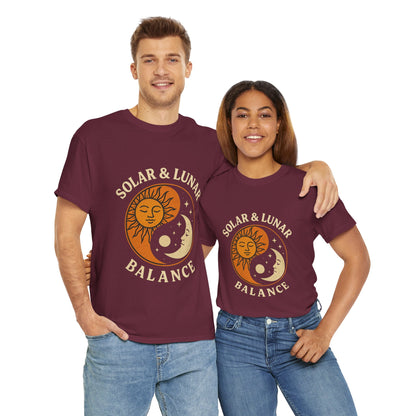 Solar & Lunar Balance T-Shirt - Yin Yang Sun and Moon Tee - Unisex Vintage Astrology Shirt - Retro Celestial Spiritual Gift