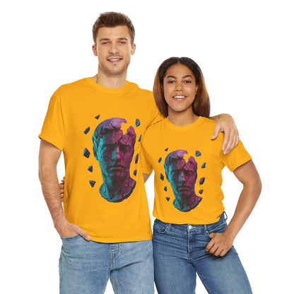 Broken Statue T-Shirt, Unisex Heavy Cotton Tee, Vaporwave Shirt, Glitch Aesthetic Art, Digital Decay Design
