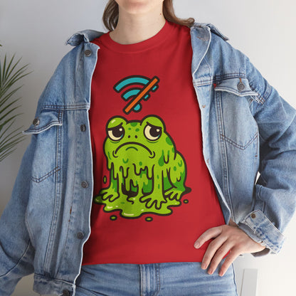 Melting Frog Meme T-Shirt, Funny No WiFi Tee, Internet Is Down Shirt, Cute Cartoon Frog Graphic, Gen Z Gift, Unisex Cotton Top