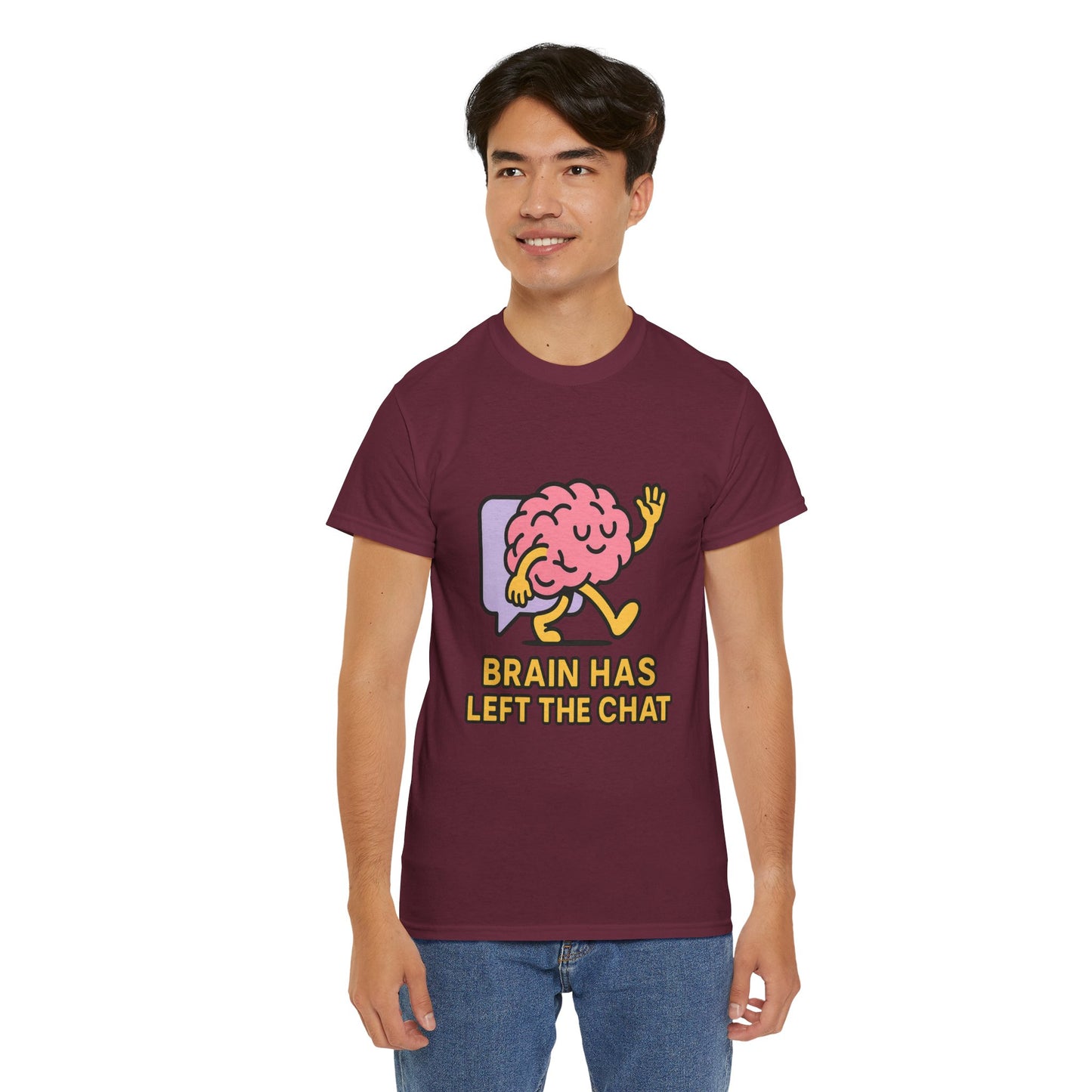 Brain Has Left The Chat T-Shirt, Funny Walking Brain Tee, Quirky Meme Shirt, Digital Humor, Gen Z Gift, Casual Unisex Graphic Top