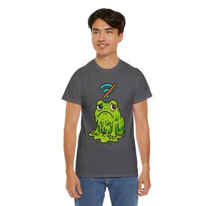 Melting Frog Meme T-Shirt, Funny No WiFi Tee, Internet Is Down Shirt, Cute Cartoon Frog Graphic, Gen Z Gift, Unisex Cotton Top
