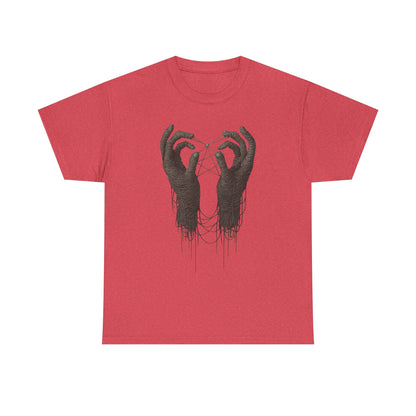 Mystic Thread Hands Unisex Heavy Cotton Tee, Dark Art Graphic T-Shirt, Witchy Aesthetic Shirt, Gothic Casual Wear, Unique Gift for Him or Her