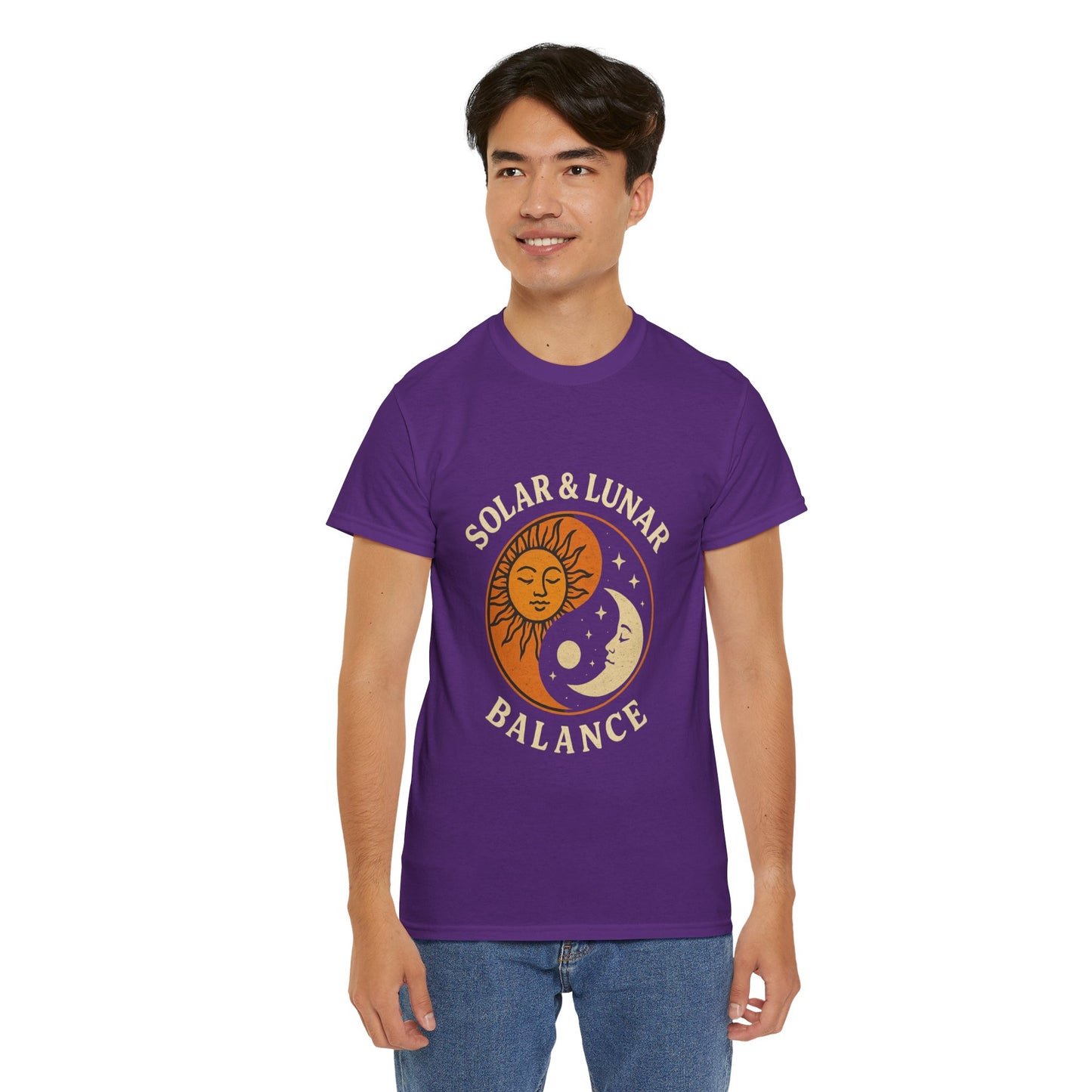 Solar & Lunar Balance T-Shirt - Yin Yang Sun and Moon Tee - Unisex Vintage Astrology Shirt - Retro Celestial Spiritual Gift