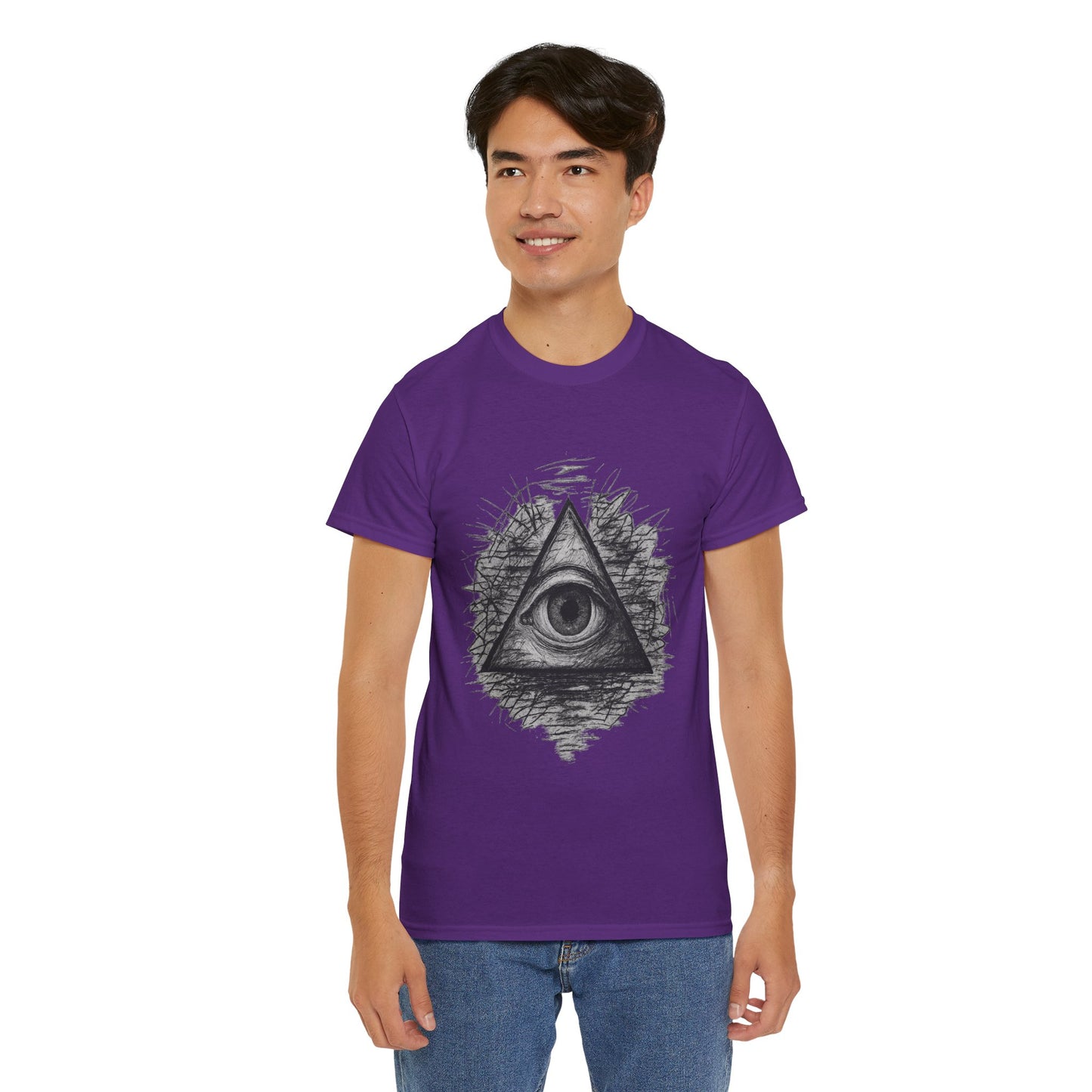 Mystic All-Seeing Eye Tee, Unisex Heavy Cotton Shirt, Occult Symbol T-Shirt, Grunge Style Gift, Esoteric Apparel