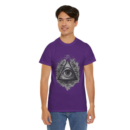 Mystic All-Seeing Eye Tee, Unisex Heavy Cotton Shirt, Occult Symbol T-Shirt, Grunge Style Gift, Esoteric Apparel
