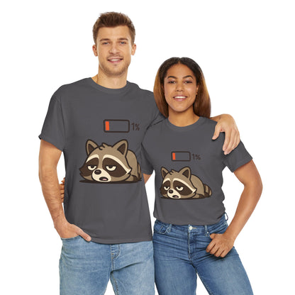 Sleepy Raccoon Tee, Funny Animal Shirt, Lazy Day Outfit, Cozy Gift, Unisex Cotton Tee