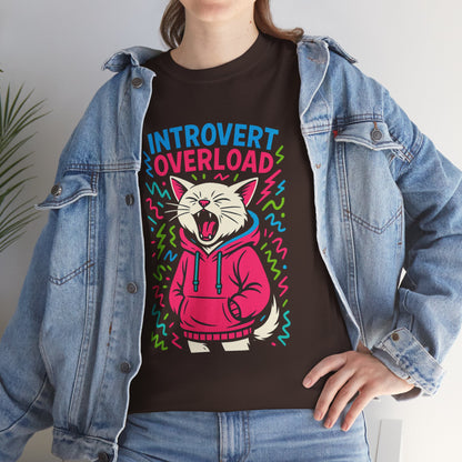 Introvert Overload Cat Shirt, Funny Hoodie Cat Tee, Social Anxiety Meme Shirt, Unisex Gift for Cat Lovers, Loud Crowd Humor Top