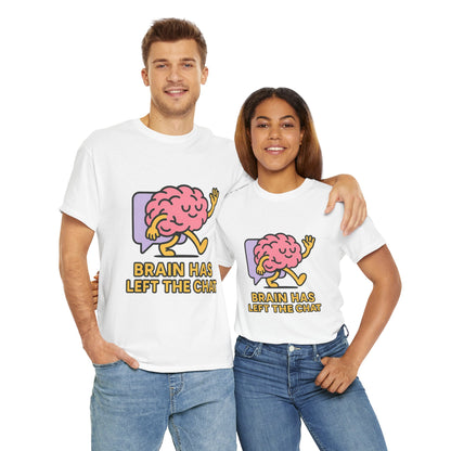 Brain Has Left The Chat T-Shirt, Funny Walking Brain Tee, Quirky Meme Shirt, Digital Humor, Gen Z Gift, Casual Unisex Graphic Top