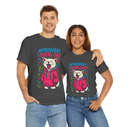 Introvert Overload Cat Shirt, Funny Hoodie Cat Tee, Social Anxiety Meme Shirt, Unisex Gift for Cat Lovers, Loud Crowd Humor Top