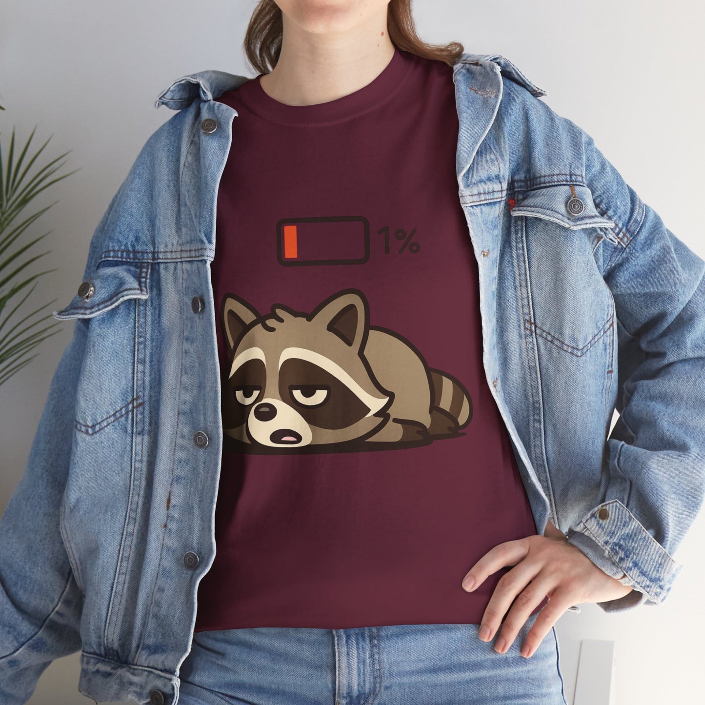 Sleepy Raccoon Tee, Funny Animal Shirt, Lazy Day Outfit, Cozy Gift, Unisex Cotton Tee