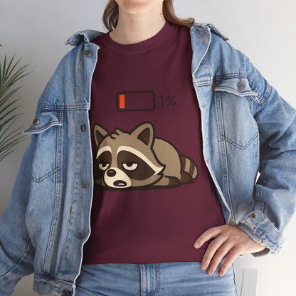 Sleepy Raccoon Tee, Funny Animal Shirt, Lazy Day Outfit, Cozy Gift, Unisex Cotton Tee