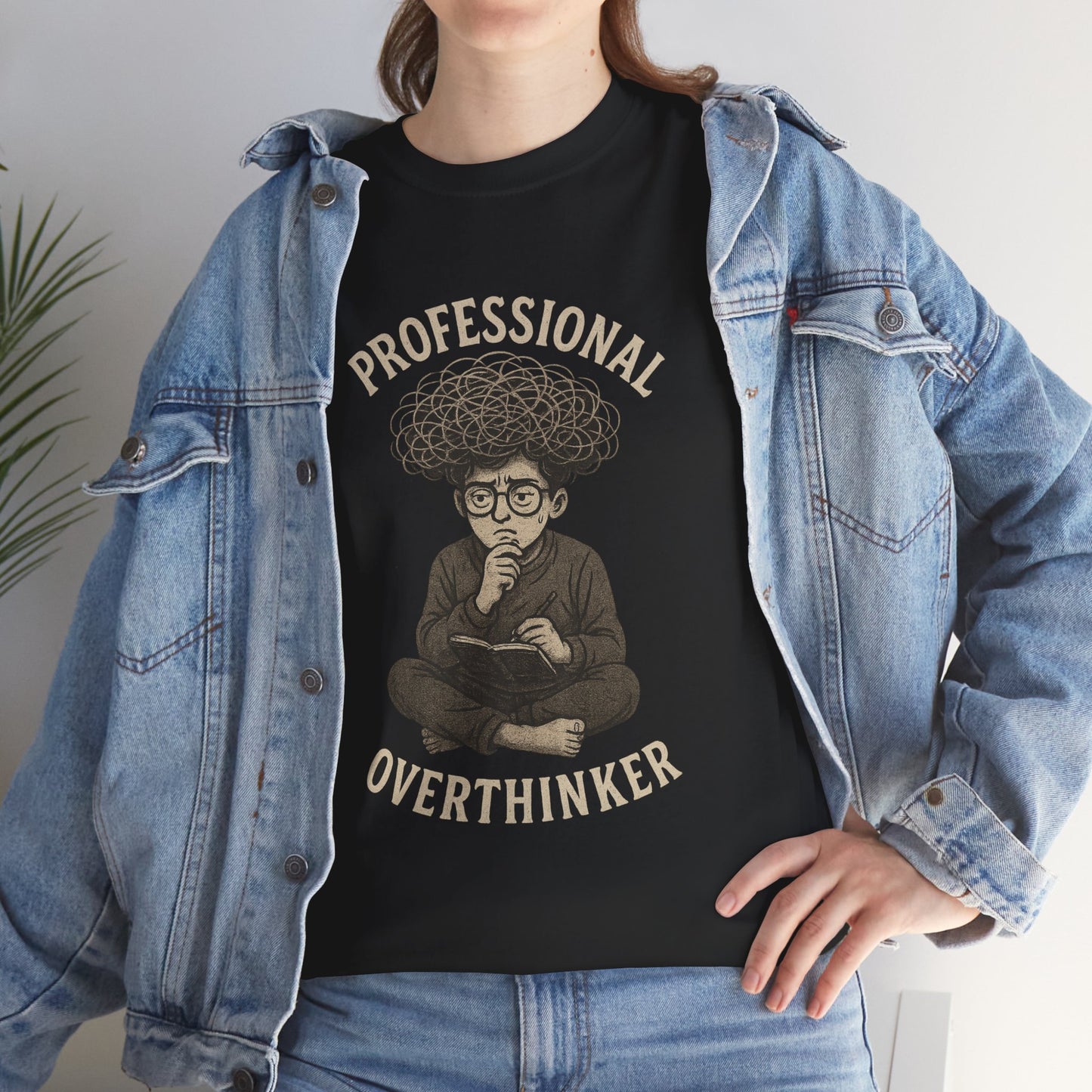 Professional Overthinker Shirt - Funny Thoughtful T-Shirt, Unisex Heavy Cotton Tee, Gift for Deep Thinkers, Casual Comfort Tee