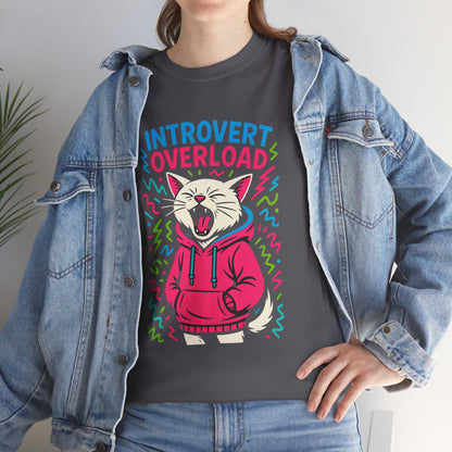Introvert Overload Cat Shirt, Funny Hoodie Cat Tee, Social Anxiety Meme Shirt, Unisex Gift for Cat Lovers, Loud Crowd Humor Top