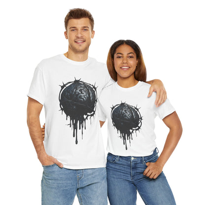 Dark Dripping Brain Tee, Unisex Heavy Cotton Shirt, Horror Fashion, Gothic Grunge Apparel, Edgy Gift for Him/Her