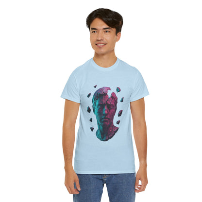 Broken Statue T-Shirt, Unisex Heavy Cotton Tee, Vaporwave Shirt, Glitch Aesthetic Art, Digital Decay Design