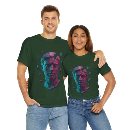 Broken Statue T-Shirt, Unisex Heavy Cotton Tee, Vaporwave Shirt, Glitch Aesthetic Art, Digital Decay Design