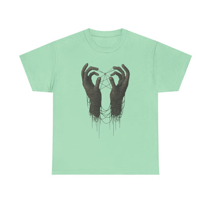 Mystic Thread Hands Unisex Heavy Cotton Tee, Dark Art Graphic T-Shirt, Witchy Aesthetic Shirt, Gothic Casual Wear, Unique Gift for Him or Her