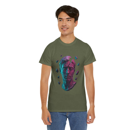 Broken Statue T-Shirt, Unisex Heavy Cotton Tee, Vaporwave Shirt, Glitch Aesthetic Art, Digital Decay Design