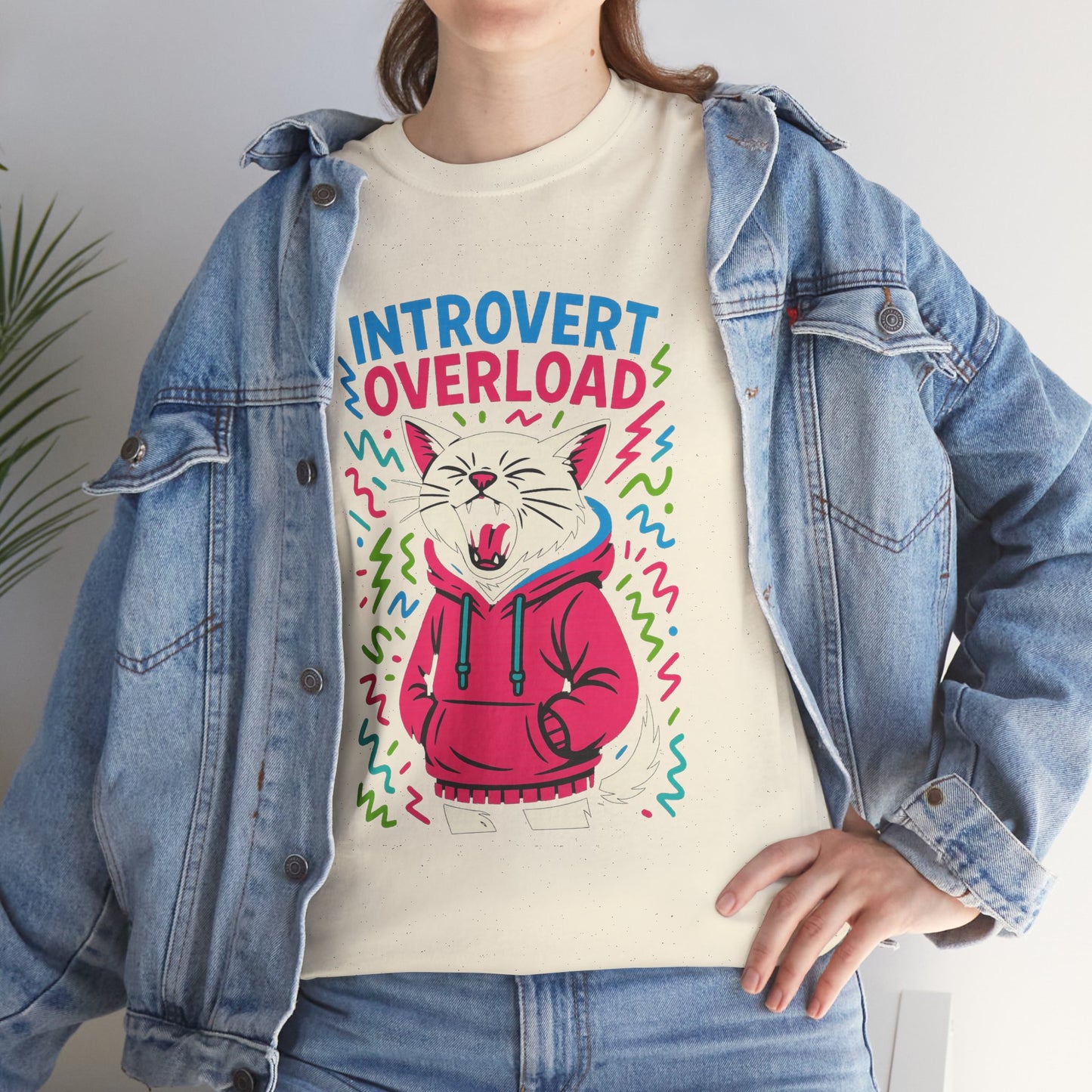Introvert Overload Cat Shirt, Funny Hoodie Cat Tee, Social Anxiety Meme Shirt, Unisex Gift for Cat Lovers, Loud Crowd Humor Top