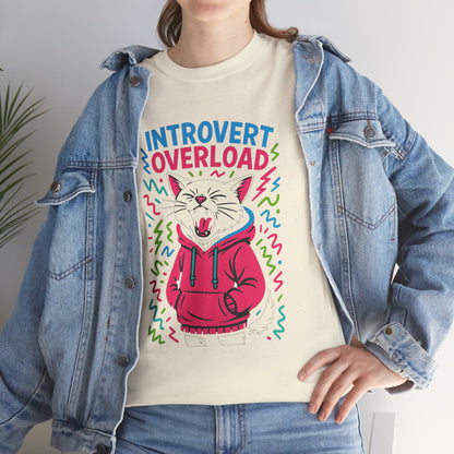 Introvert Overload Cat Shirt, Funny Hoodie Cat Tee, Social Anxiety Meme Shirt, Unisex Gift for Cat Lovers, Loud Crowd Humor Top